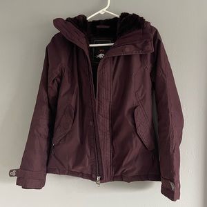 TNA Women's Dark Plum Hooded Winter Jacket